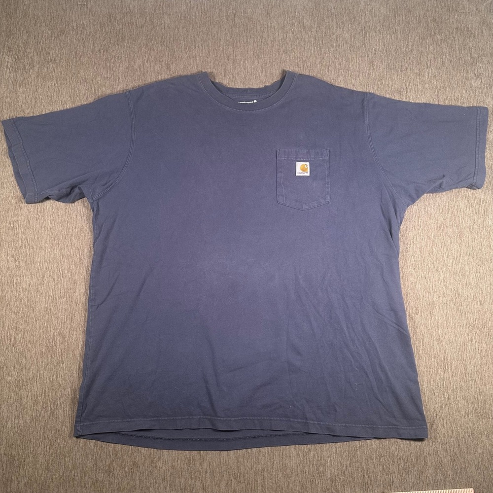 Carhartt K87 Mens 2XL Loose Fit Pocket T-Shirt Navy Blue Workwear Tee